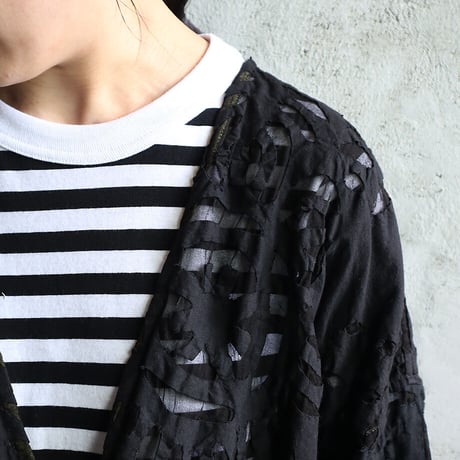 saruche hand cutwork short jacket (black)
