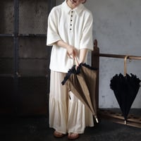 Tabrik fringe parasol (brown x green stripe)