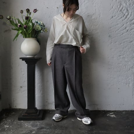 NOTA one tuck straight pants (mix tweed)