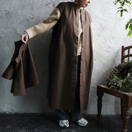 R&D.M.Co- ROBINSON'S check cape coat (dark brown)