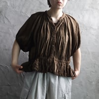 【Tabrik(タブリク)】リネンパフブラウス(泥染) Tabrik linen puff blouse (doro-zome) | nii-B |