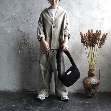 R&D.M.Co- lilian yarn handknit bobybag (black/gray/yellow)