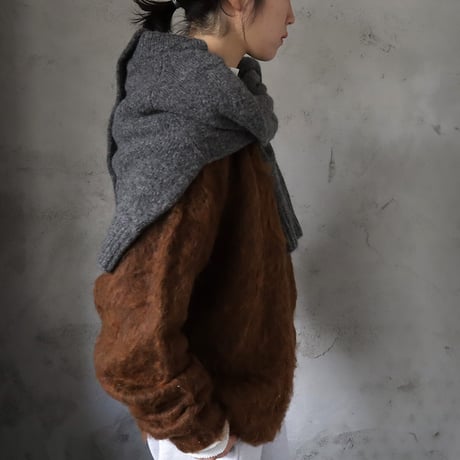 ànuke melange knit cardigan (yellow/charcoal gray)