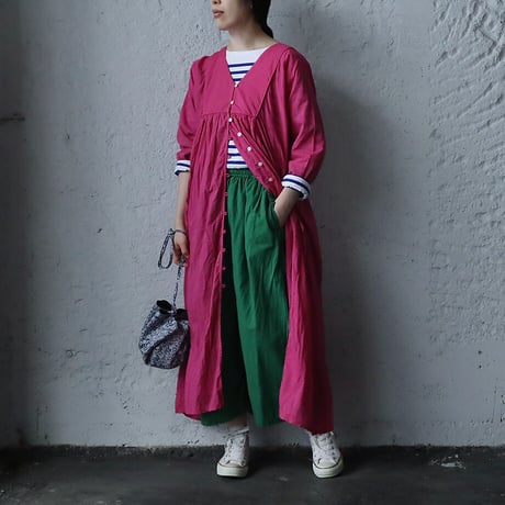 saruche v-button cotton dress (pink)