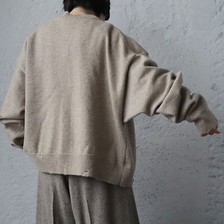 RYU KAGA damaged knit caradigan (beige)