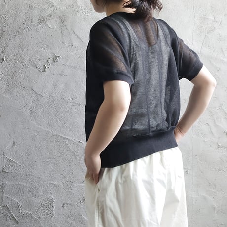 Le pivot ramie short cardigan(black)