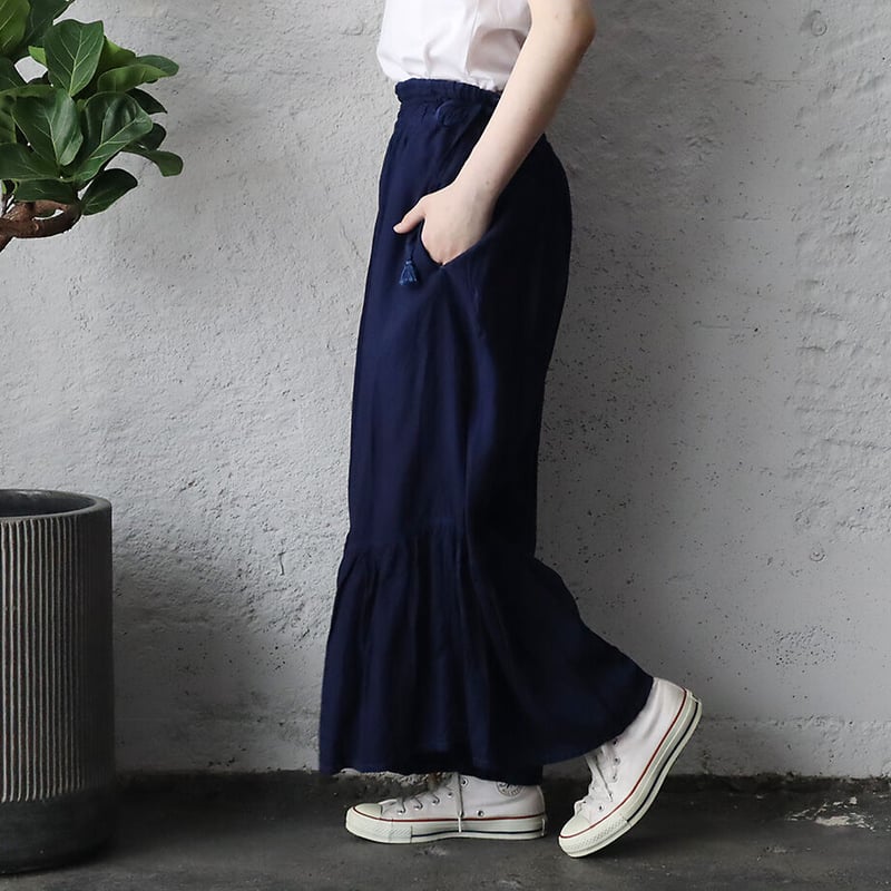 Tabrik gather pants (hon-aizome) | nii-B | WEBSHOP