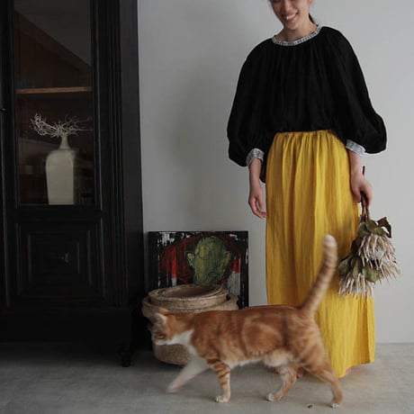 organic cotton long skirt  yellow