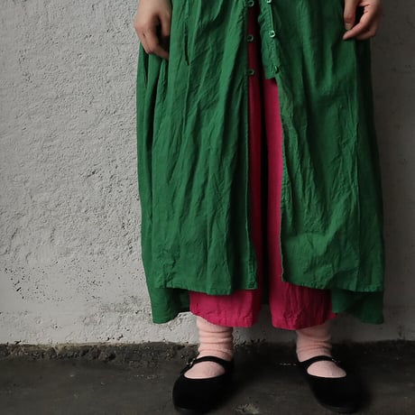 saruche v-button cotton dress (green)