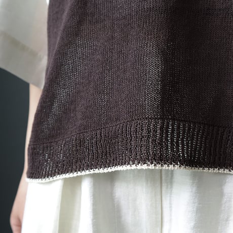 NOUVELLES DU PARADIS cotton knit vest (dark brown)