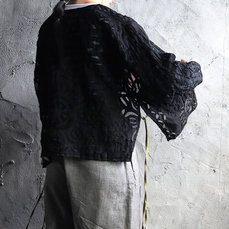 saruche hand cutwork short jacket (black)