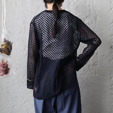 NOTA sheer blouse (black/navy)