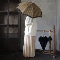 Tabrik fringe parasol (khaki x beige stripe)