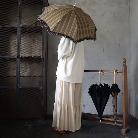 Tabrik fringe parasol (khaki x beige stripe) |