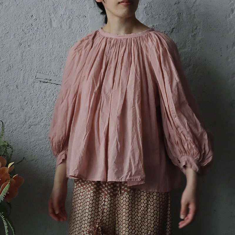 R&D.M.Co- khadi cotton gather smock (pink) | n