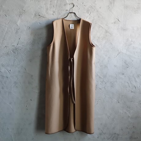 2B wool long gilet (beige)