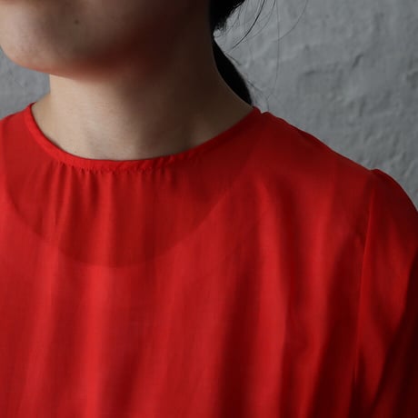 Tabrik cotton silk gather dress (red)