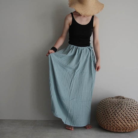 organic cotton long skirt  sax blue