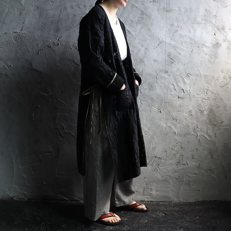 saruche hand cutwork long jacket (black)