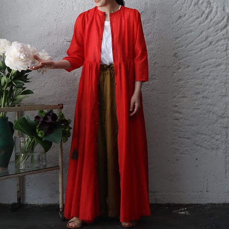 Tabrik cotton silk gather dress (red)