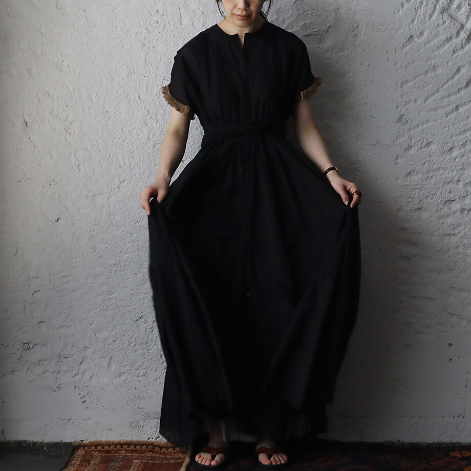 新品タブリクTabrikフリンジドレスfringe dress黒コットンシルク fit=scale-down,w=1200