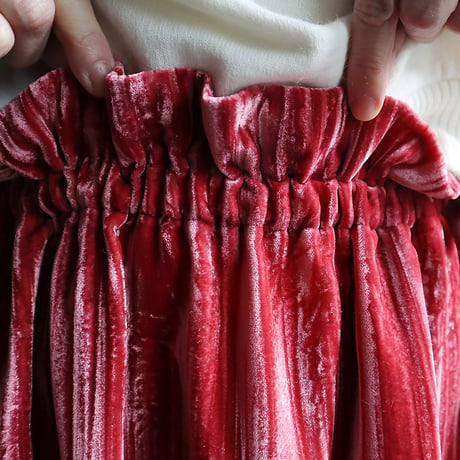 NOTA velvet long skirt (pinkred)