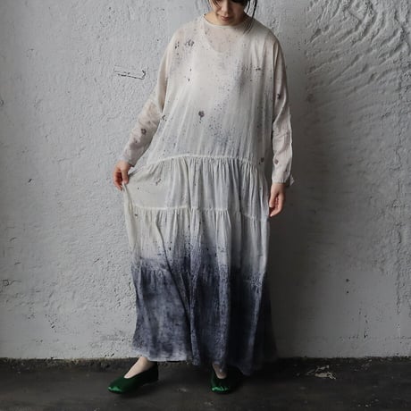 Tabrik cotton silk tiered dress (logewood)