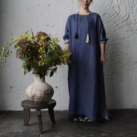 Tabrik linen puff blouse (doro-zome) | nii-B |