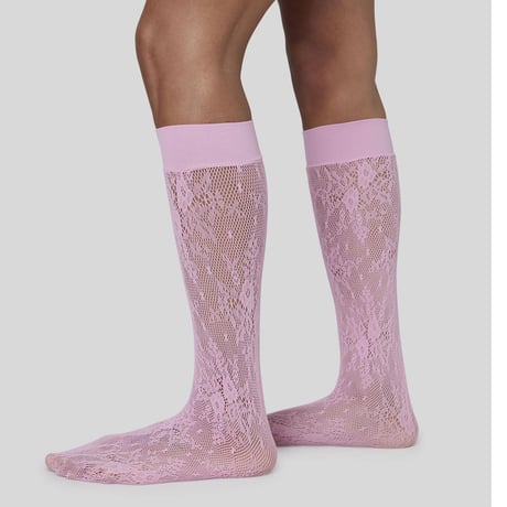 SWEDISH STOCKINGS/Rosa Lace Knee-Hights Dusty Pink