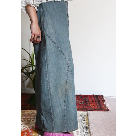 denim long skirt