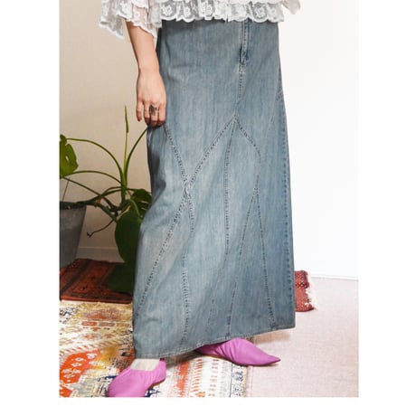 denim long skirt