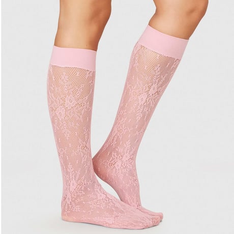 SWEDISH STOCKINGS/Rosa Lace Knee-Hights Dusty Pink