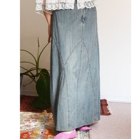 denim long skirt