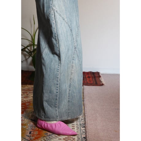 denim long skirt