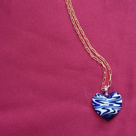 Ninfa handmade/Ola heart Necklace Blue
