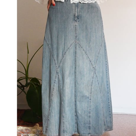 denim long skirt