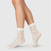 SWEDISH STOCKINGS/Flora Flower Socks Ivory