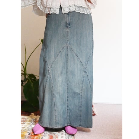 denim long skirt