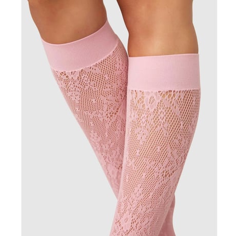 SWEDISH STOCKINGS/Rosa Lace Knee-Hights Dusty Pink
