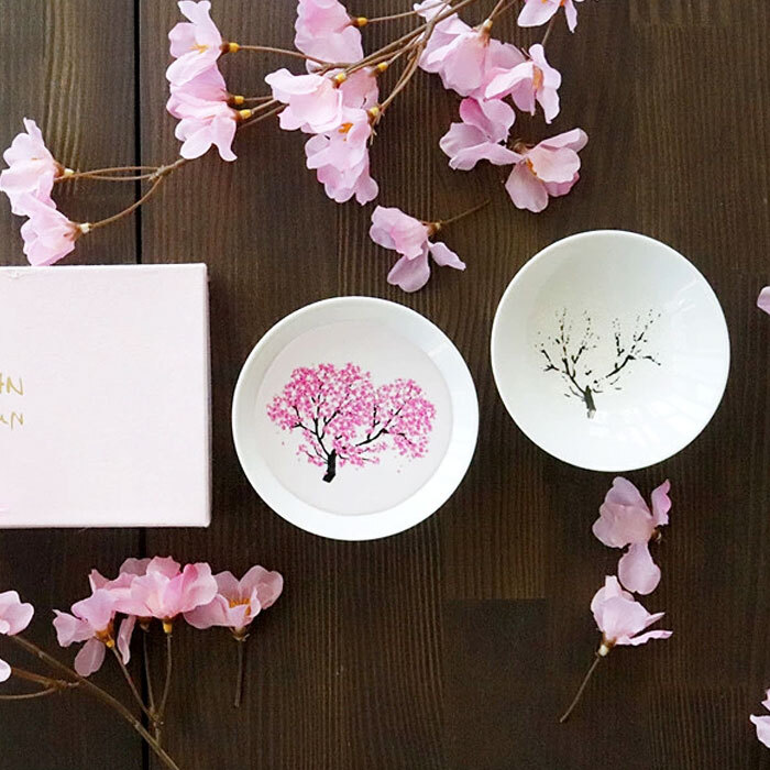 【冷感桜】白平盃ペアセット丸モ高木陶器 冷感桜 白平盃ペアセット｜美濃焼、平盃、日本酒｜丸モ高木陶器