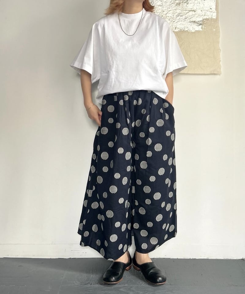 US242PT023 リネン/コットンリネン ドットジャガードパンツ