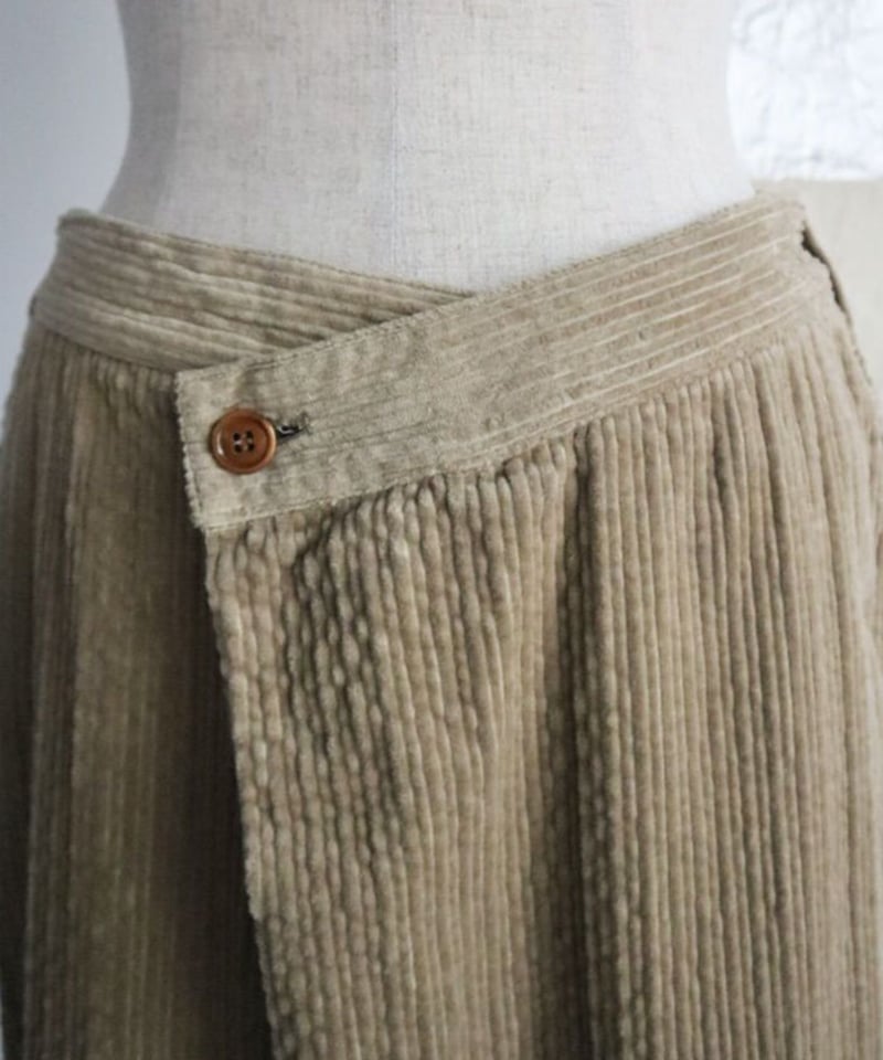 US230PT021 サフィランリネンデニム ラップワイドパンツ【045