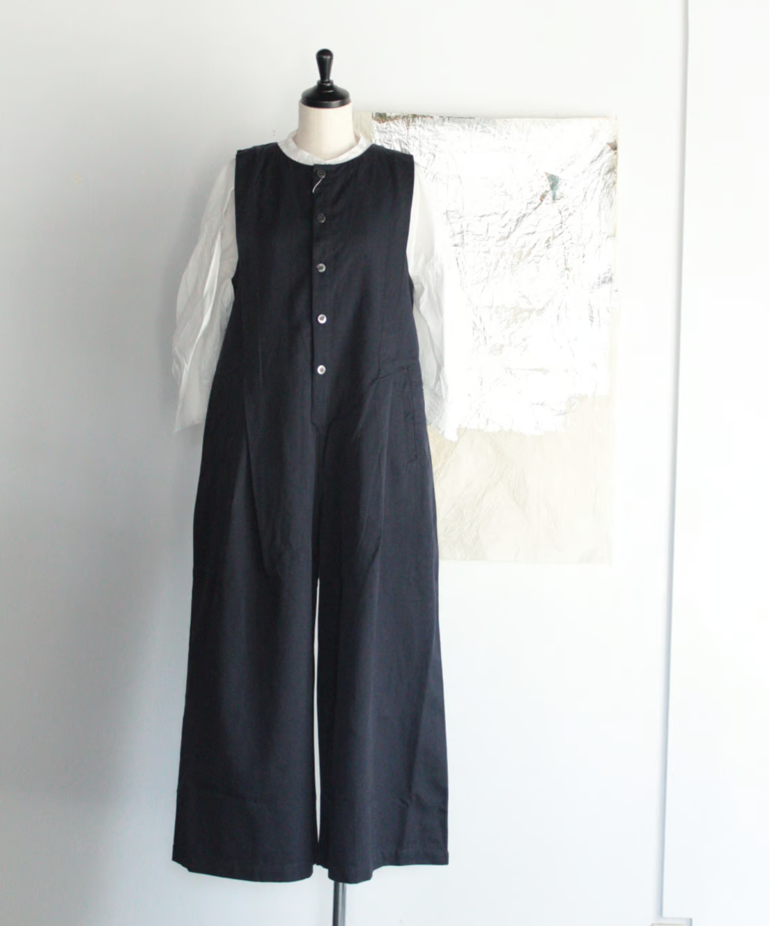 US251PT032 綿麻ツイル/カモフラジャガード サロペットパンツ