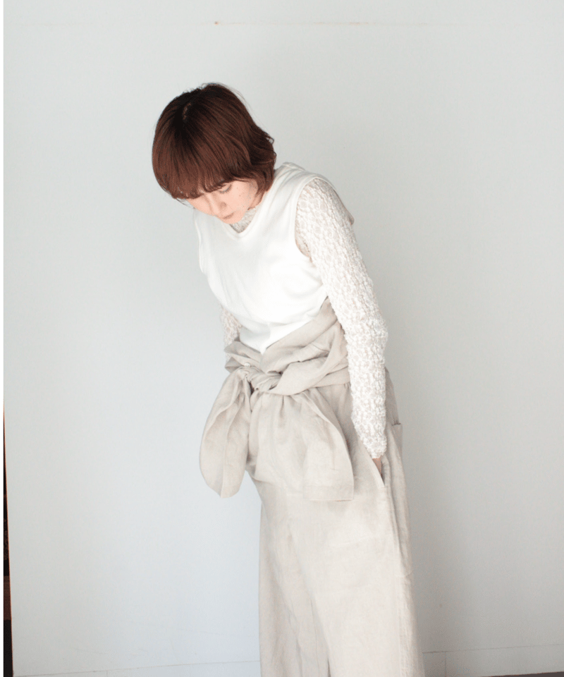 TS244PT013 フレンチリネン 長袖比翼オールインワン | GALERIE TISSU