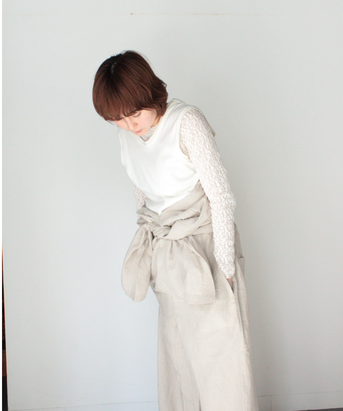 UNIVERSAL TISSU フレンチリネン長袖比翼オールインワン TS244PT013 フレンチリネン 長袖比翼オールインワン | GALERIE TISSU