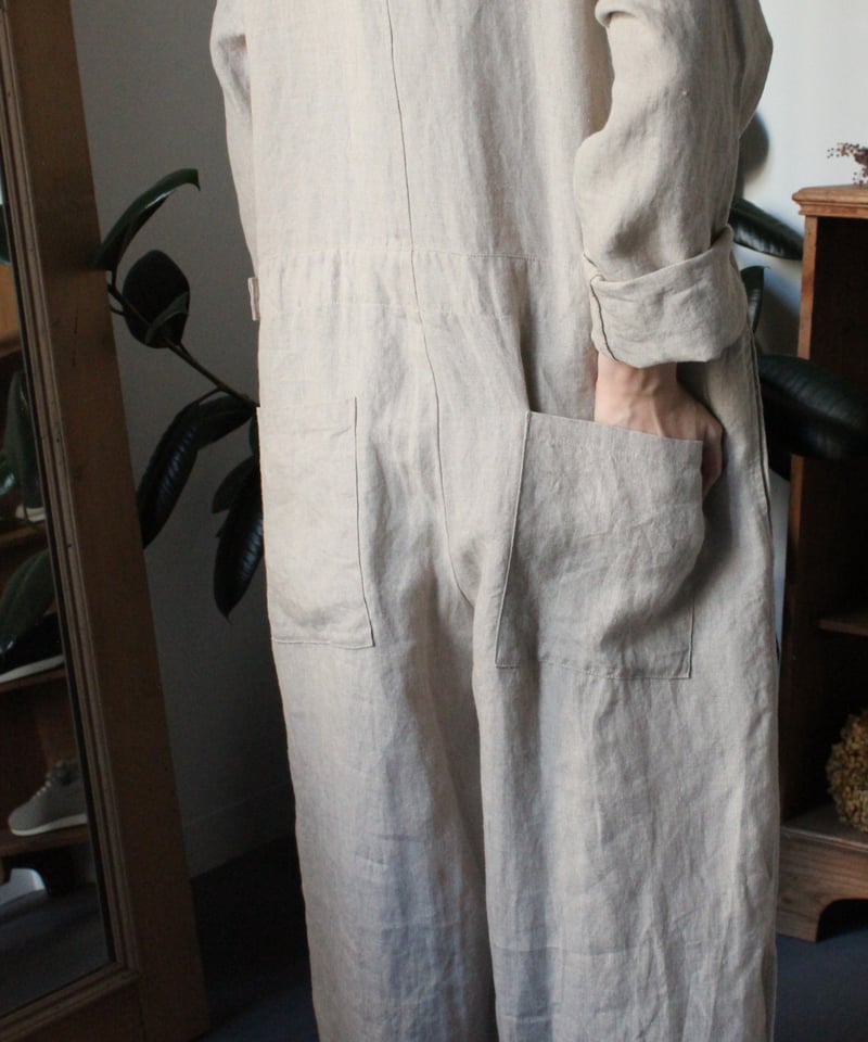 TS244PT013 フレンチリネン 長袖比翼オールインワン | GALERIE TISSU
