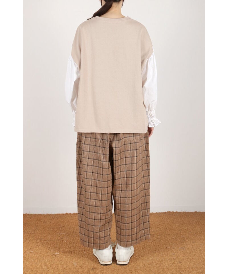 US234PT023 Wコーデュロイ/先染めチェック タックパンツ | GALERIE TIS