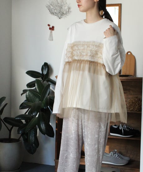 ユニヴァーサルティシュ　チュール付きＴシャツ 楽天市場】universal tissu ユニヴァーサルティシュ コットン
