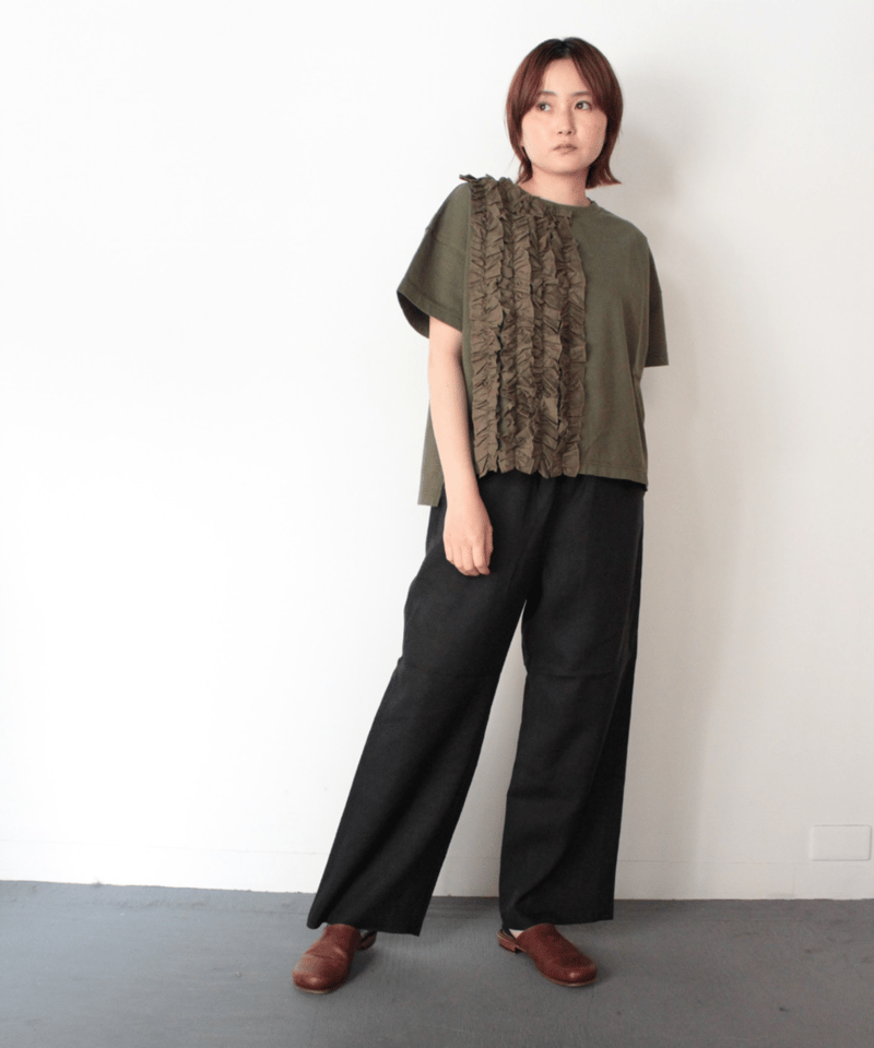 TS250PT078 フレンチリネン/グレンチェック ストレートパンツ