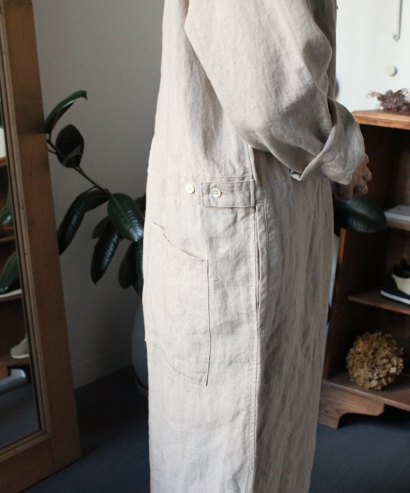 TS244PT013 フレンチリネン 長袖比翼オールインワン | GALERIE TISSU